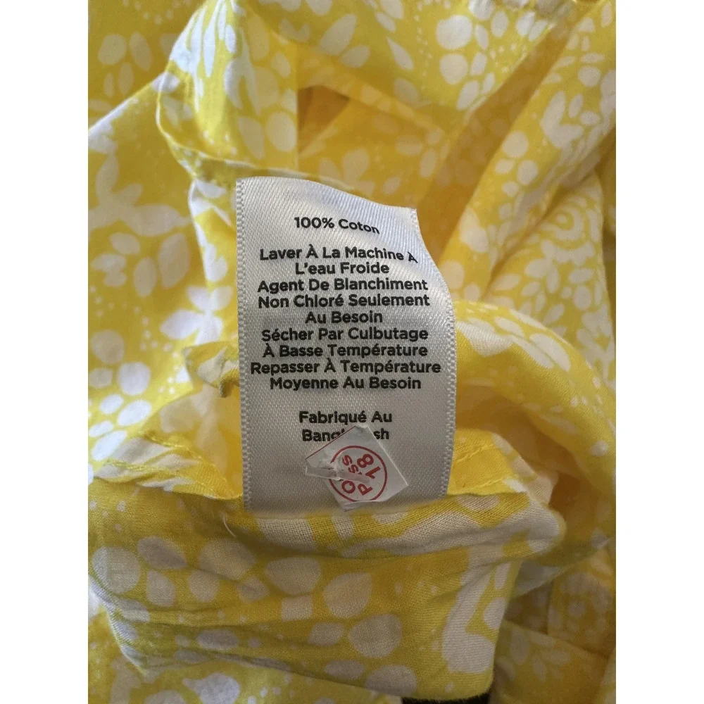 NWT Talbots Sheer Yellow White Print Button Blouse Plus Size 3Xp 3X Petite Top - Picture 12 of 14